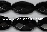 CON68 15.5 inches 20*30mm faceted oval black onyx gemstone beads