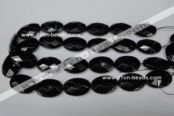 CON68 15.5 inches 20*30mm faceted oval black onyx gemstone beads