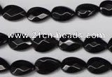 CON72 15.5 inches 8*12mm faceted flat teardrop black onyx gemstone beads