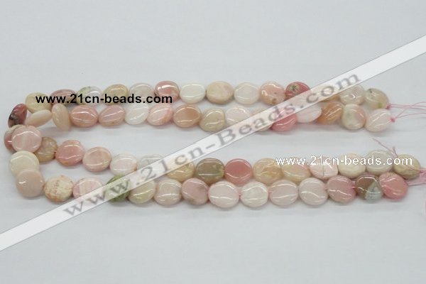 COP09 15.5 inches 14mm flat round natural pink opal beads wholesale