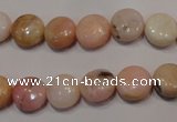 COP1012 15.5 inches 10mm flat round natural pink opal gemstone beads