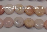 COP1014 15.5 inches 12mm flat round natural pink opal gemstone beads