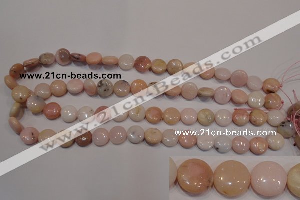 COP1014 15.5 inches 12mm flat round natural pink opal gemstone beads