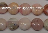 COP1015 15.5 inches 14mm flat round natural pink opal gemstone beads