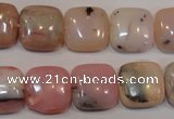 COP1044 15.5 inches 14*14mm square natural pink opal gemstone beads