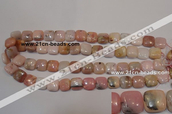 COP1044 15.5 inches 14*14mm square natural pink opal gemstone beads