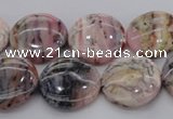 COP1262 15.5 inches 14mm flat round natural pink opal gemstone beads