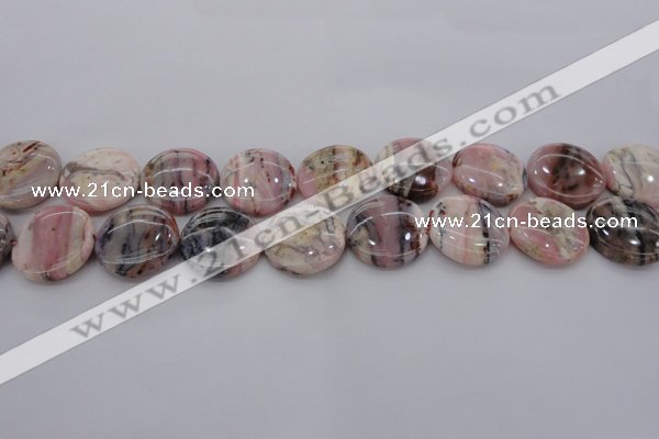 COP1262 15.5 inches 14mm flat round natural pink opal gemstone beads