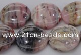 COP1264 15.5 inches 18mm flat round natural pink opal gemstone beads