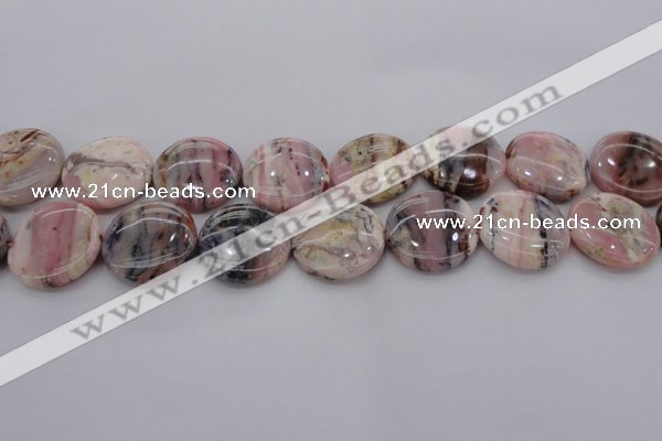 COP1264 15.5 inches 18mm flat round natural pink opal gemstone beads