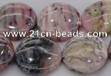 COP1265 15.5 inches 20mm flat round natural pink opal gemstone beads