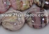 COP1267 15.5 inches 25mm flat round natural pink opal gemstone beads