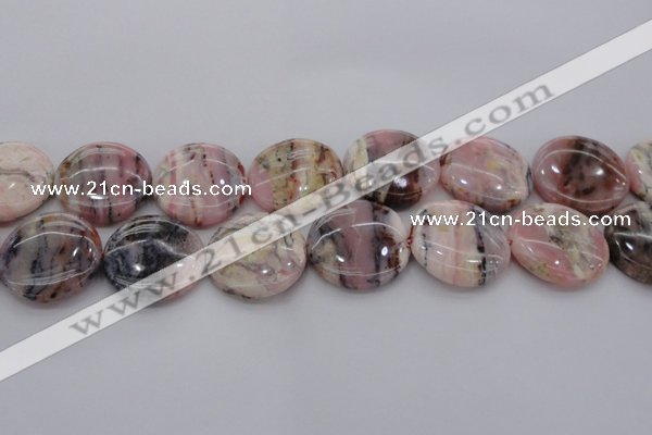 COP1267 15.5 inches 25mm flat round natural pink opal gemstone beads