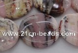 COP1268 15.5 inches 30mm flat round natural pink opal gemstone beads