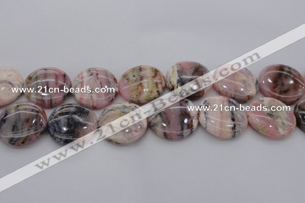 COP1268 15.5 inches 30mm flat round natural pink opal gemstone beads