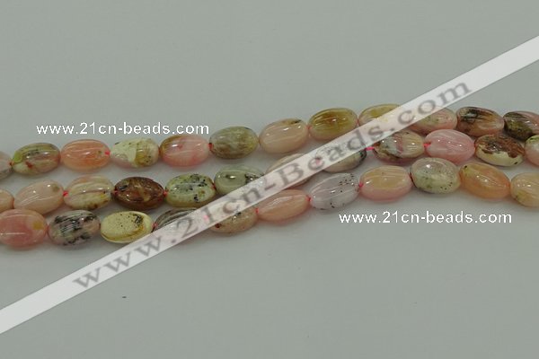 COP1291 15.5 inches 10*14mm oval natural pink opal beads
