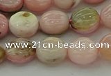 COP1294 15.5 inches 10mm flat round natural pink opal beads