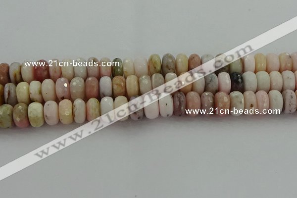 COP1324 15.5 inches 7*12mm faceted rondelle natural pink opal beads