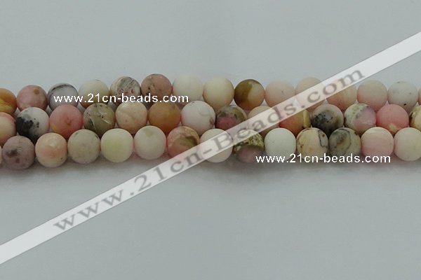 COP1334 15.5 inches 12mm round matte natural pink opal gemstone beads