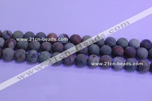 COP1354 15.5 inches 12mm round matte green opal gemstone beads