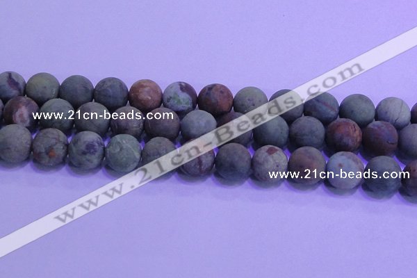 COP1356 15.5 inches 16mm round matte green opal gemstone beads