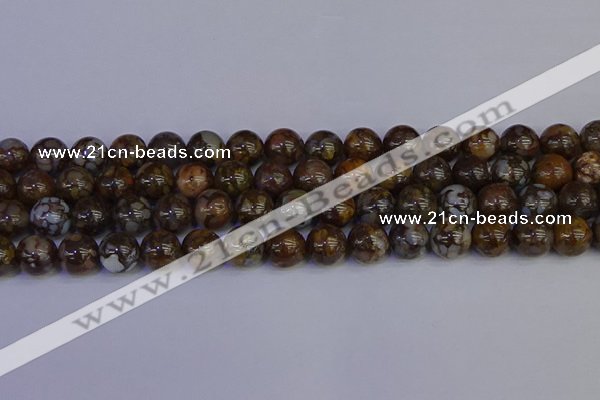 COP1374 15.5 inches 12mm round fire lace opal beads wholesale