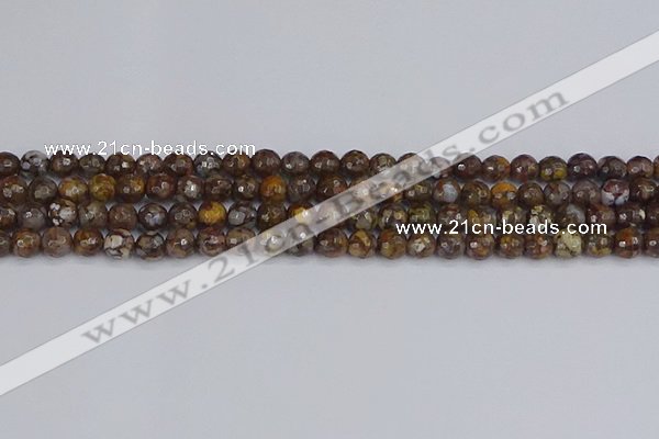 COP1387 15.5 inches 6mm faceted round fire lace opal beads