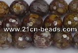 COP1389 15.5 inches 10mm faceted round fire lace opal beads