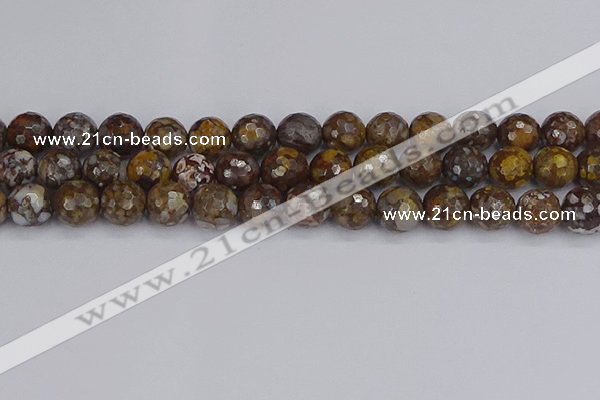 COP1390 15.5 inches 12mm faceted round fire lace opal beads