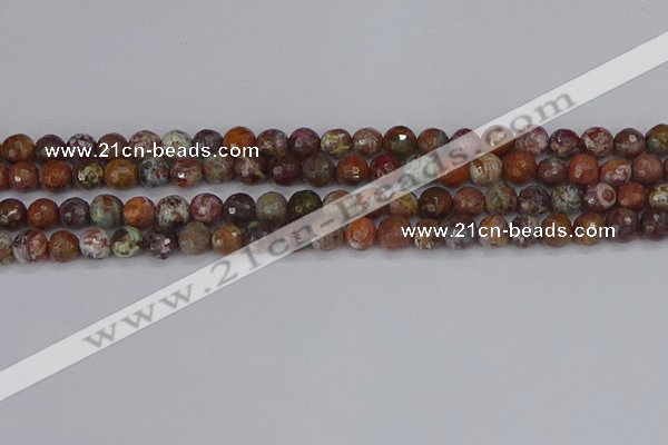 COP1394 15.5 inches 6mm faceted round African green opal beads