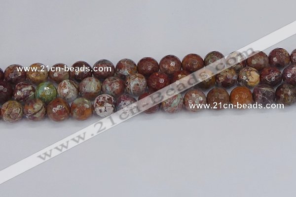 COP1397 15.5 inches 12mm faceted round African green opal beads