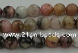 COP1411 15.5 inches 6mm faceted round natural pink opal gemstone beads