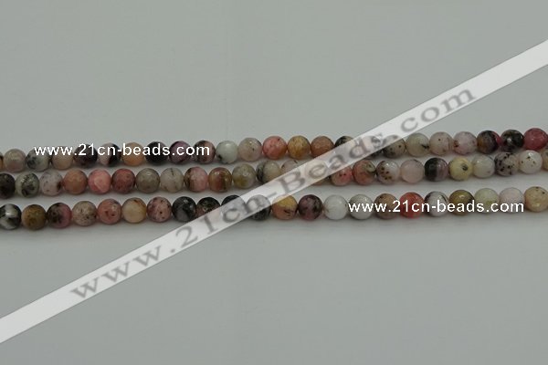 COP1411 15.5 inches 6mm faceted round natural pink opal gemstone beads