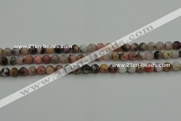 COP1412 15.5 inches 8mm faceted round natural pink opal gemstone beads
