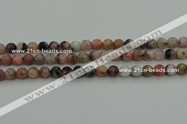 COP1414 15.5 inches 12mm faceted round natural pink opal gemstone beads