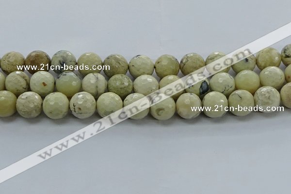 COP1475 15.5 inches 14mm faceted round African opal gemstone beads