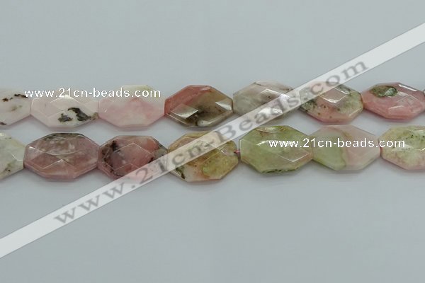 COP1494 15.5 inches 25*35mm faceted freeform natural pink opal beads