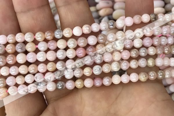 COP1540 15.5 inches 4mm round AB-color natural pink opal beads