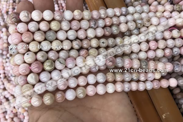 COP1541 15.5 inches 6mm round AB-color natural pink opal beads