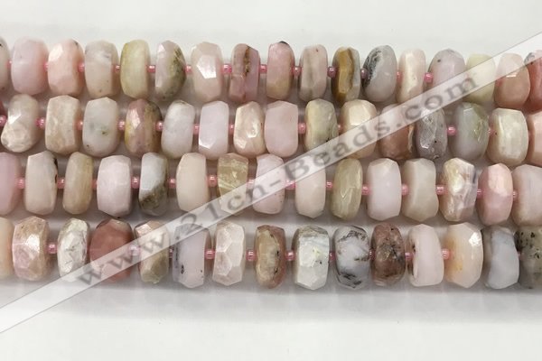 COP1553 15.5 inches 6*12mm - 8*13mm faceted tyre natural pink opal beads