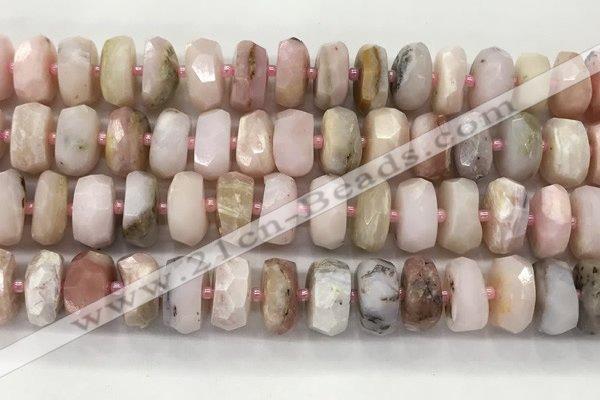 COP1554 15.5 inches 6*13mm - 8*14mm faceted tyre natural pink opal beads