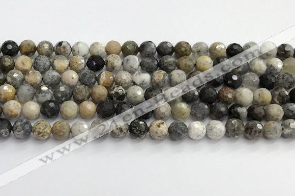 COP1610 15.5 inches 8mm faceted round moss opal beads