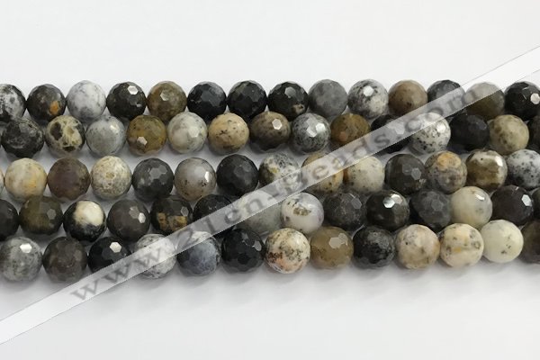 COP1612 15.5 inches 12mm faceted round moss opal beads