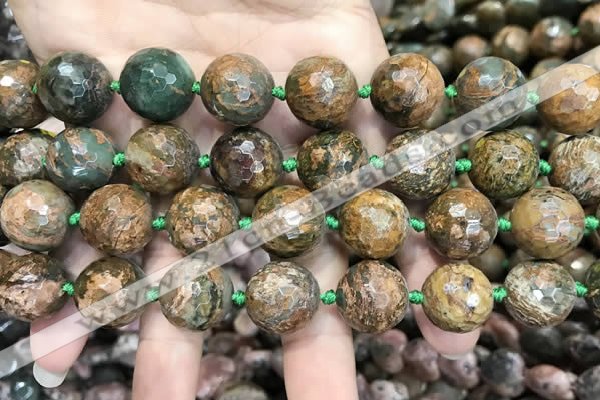 COP1645 15.5 inches 16mm faceted round green opal gemstone beads