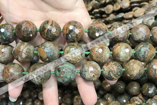 COP1646 15.5 inches 20mm faceted round green opal gemstone beads