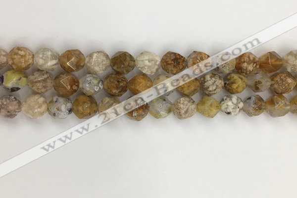 COP1677 15.5 inches 10mm faceted nuggets yellow opal gemstone beads