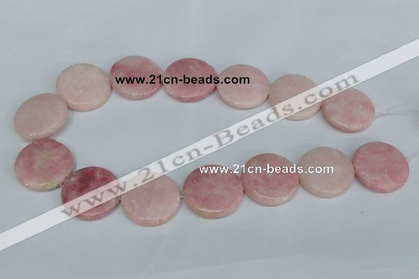 COP168 15.5 inches 30mm flat round pink opal gemstone beads