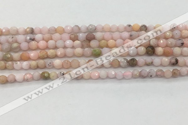 COP1710 15.5 inches 4mm faceted round natural pink opal beads