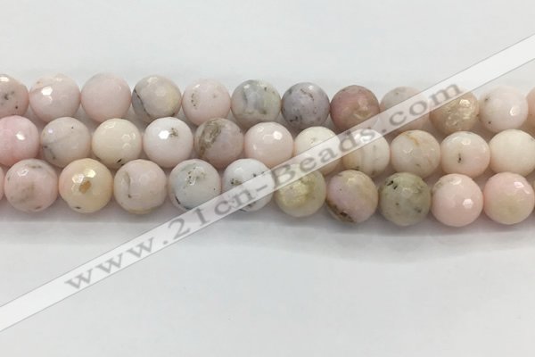 COP1715 15.5 inches 14mm faceted round natural pink opal beads
