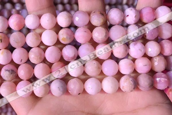 COP1744 15.5 inches 9mm faceted round natural pink opal beads